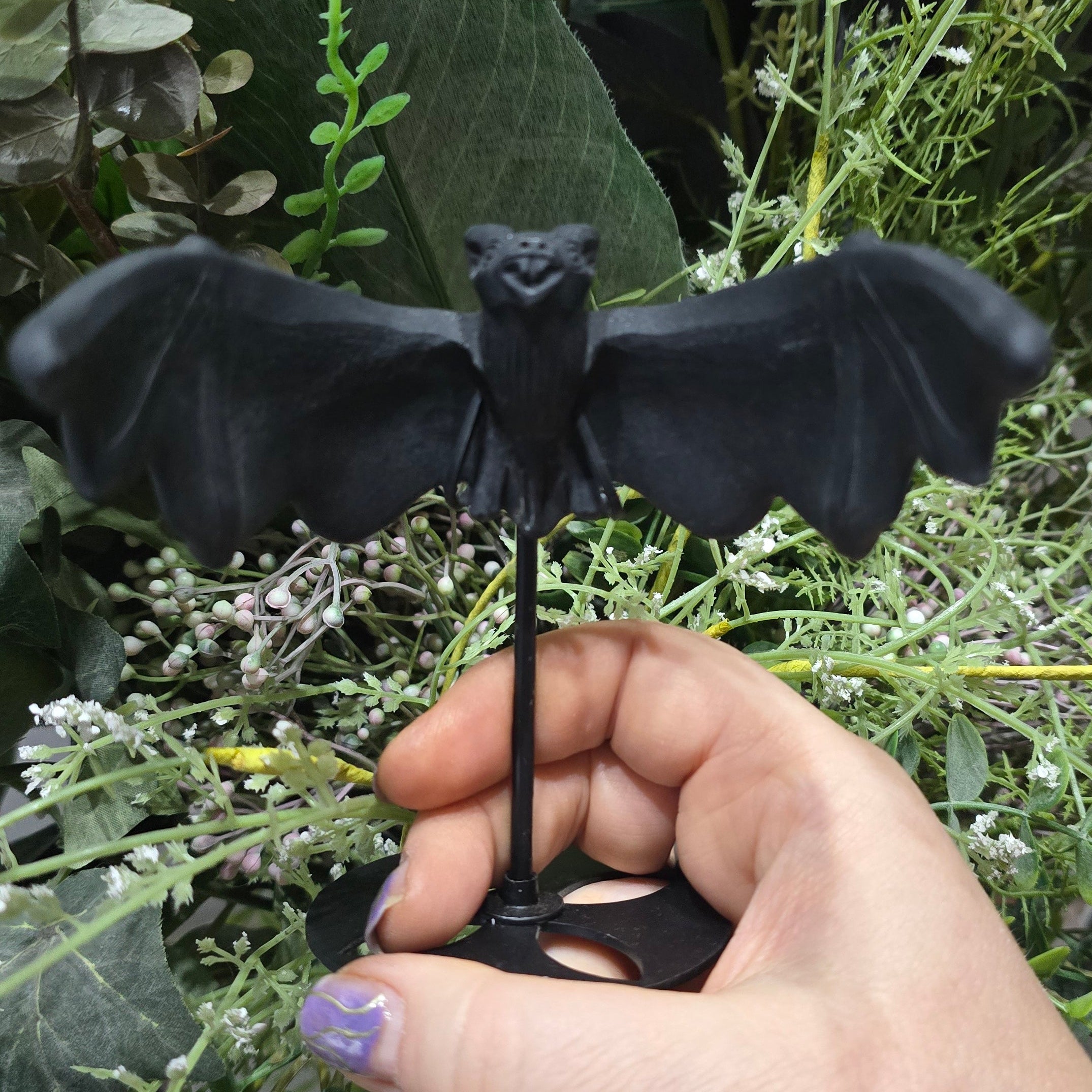 Black Obsidian Bat on stand