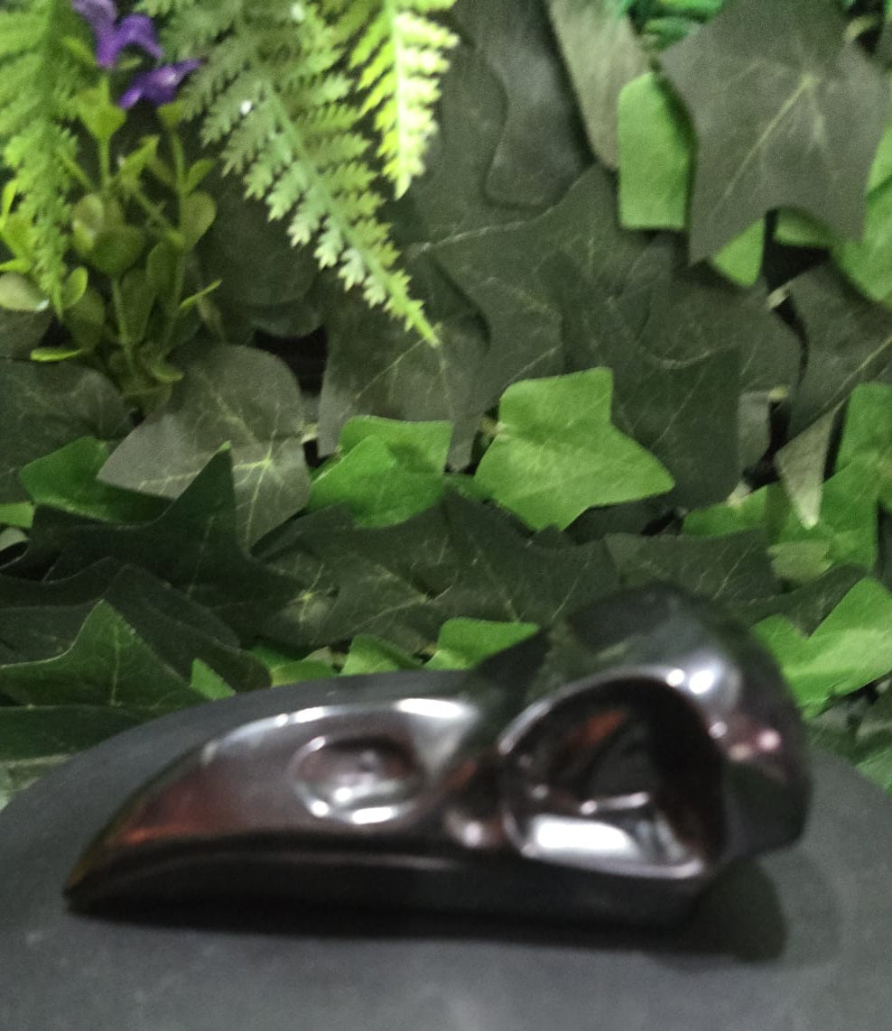 Black Obsidian Raven Skull