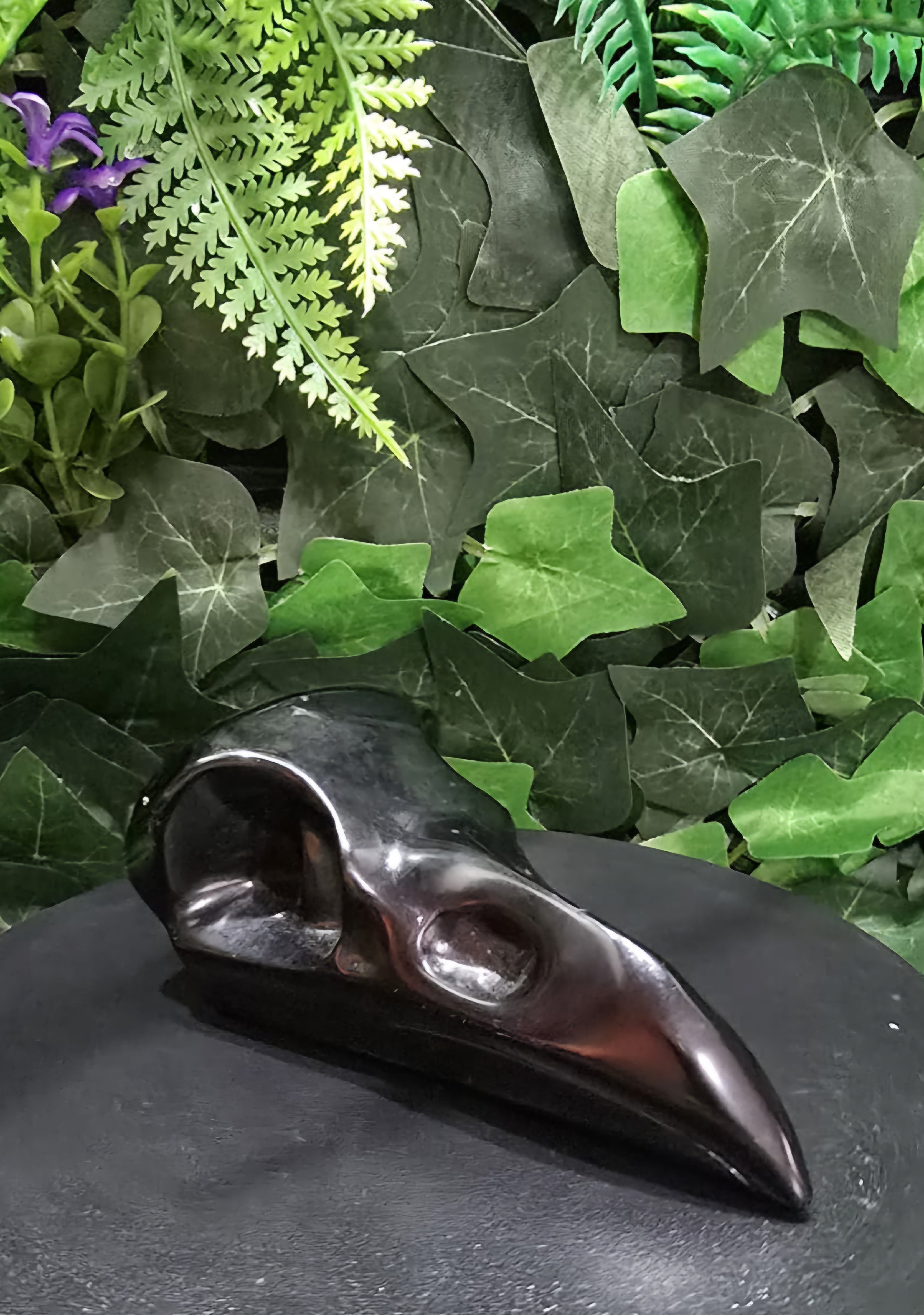 Black Obsidian Raven Skull