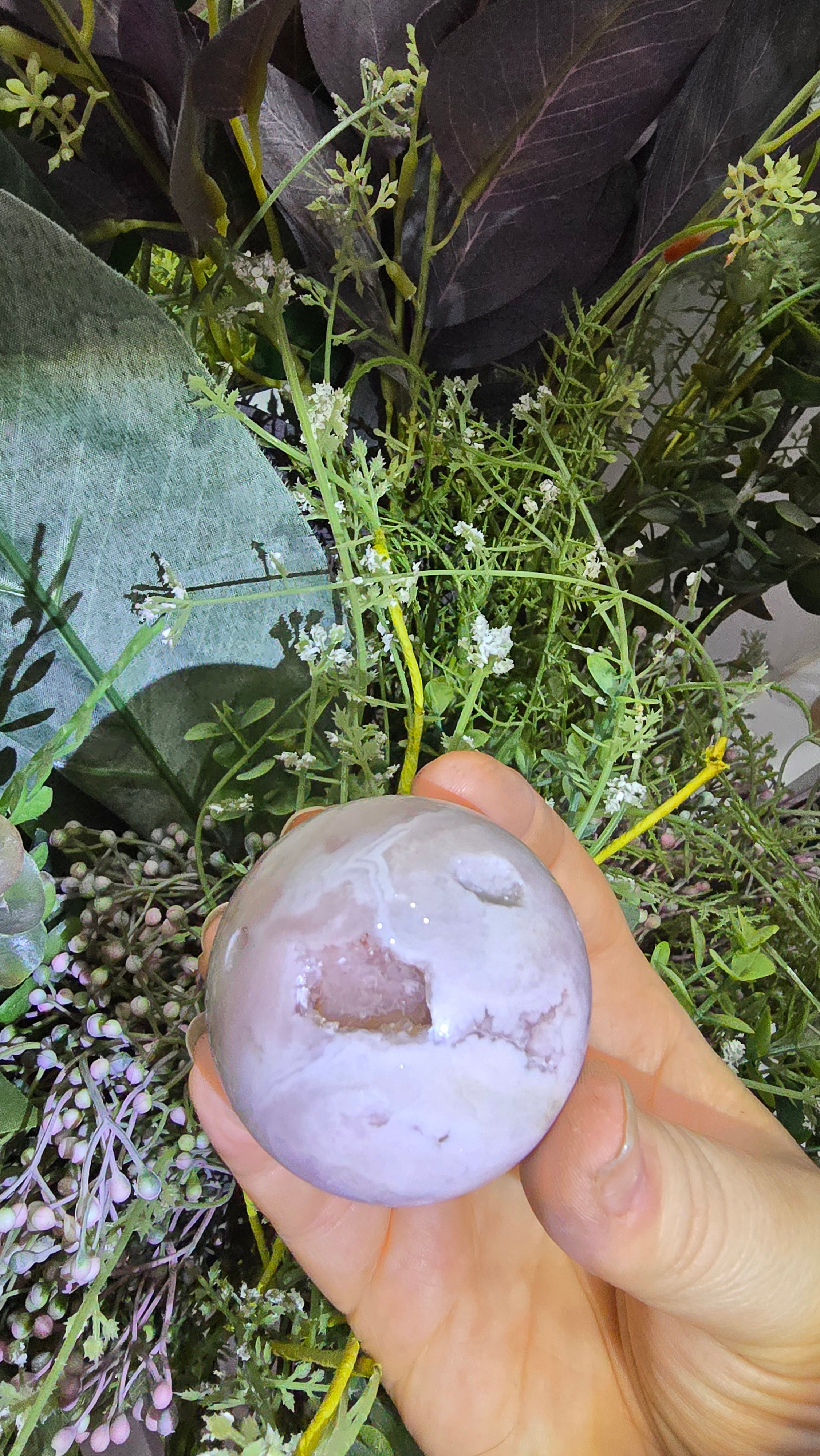 Pink Flower Agate Sphere