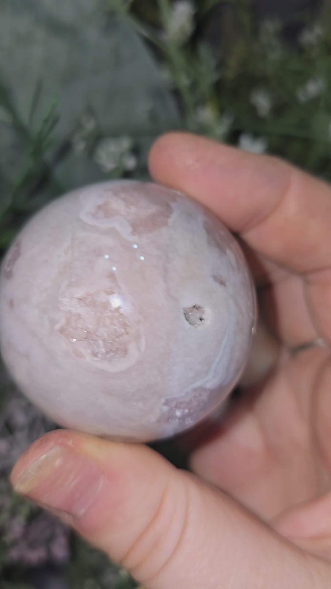 Pink Flower Agate Sphere