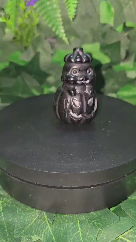 Black obsidian Creepy pumpkin