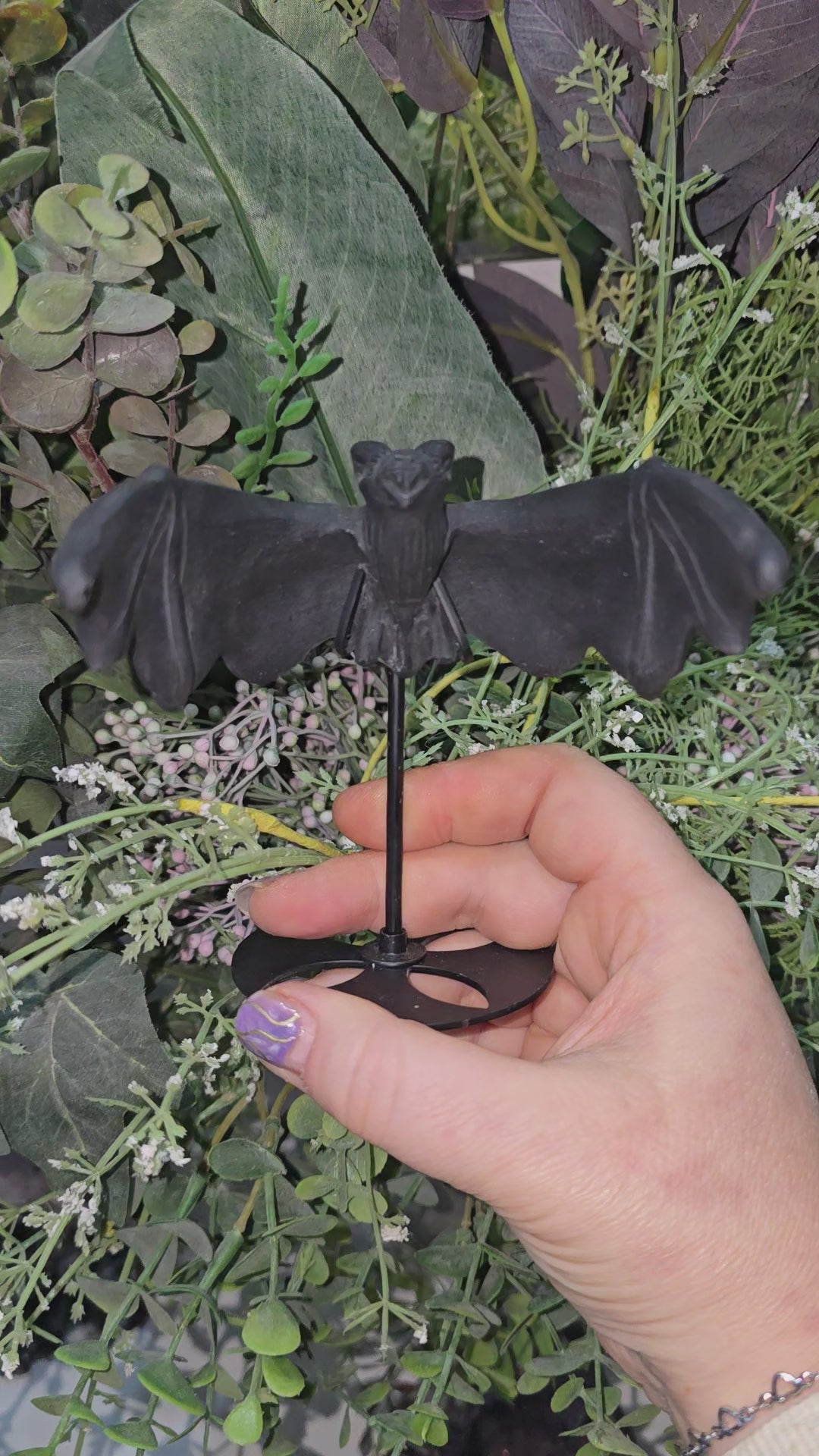 Black Obsidian Bat on stand